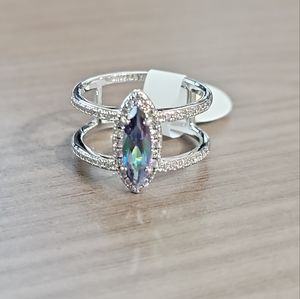 Beautiful Lab created Rainbow Topaz ring, size 7